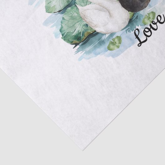 Zwarte Witte Zwanen Waterlelies Bruidsmeisjesfeest Tissuepapier (Detail)