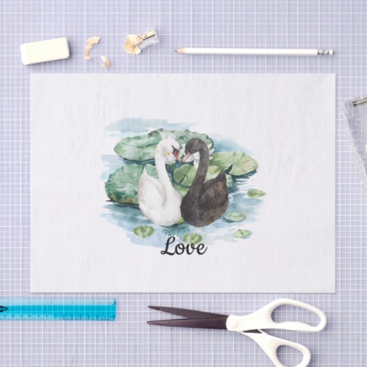 Zwarte Witte Zwanen Waterlelies Bruidsmeisjesfeest Tissuepapier (Craft)
