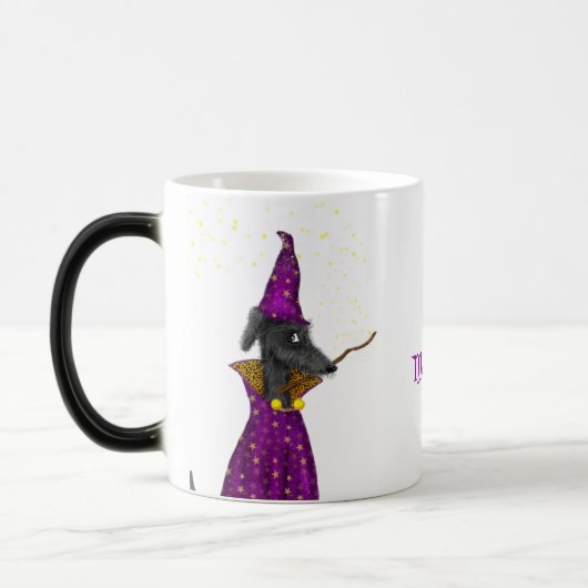 Zwarte wizardhond, op maat gesneden magische morph mok (Links)