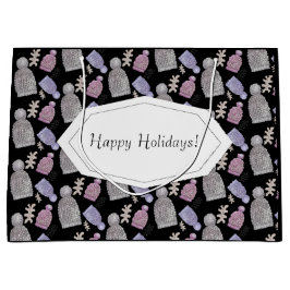 Zwarte Wol Knit Petten Waterverf Handgeschilderd Groot Cadeauzakje