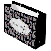 Zwarte Wol Knit Petten Waterverf Handgeschilderd Groot Cadeauzakje (Voorkant Gekanteld)