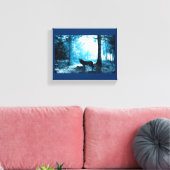 Zwarte Wolf Alone in het bos Canvas Afdruk (Insitu (Woonkamer))
