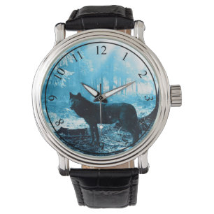 Zwarte Wolf Alone in het bos Horloge