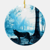 Zwarte Wolf Alone in het bos Keramisch Ornament (Achterkant)