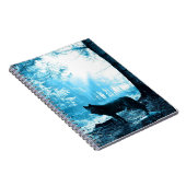 Zwarte Wolf Alone in het bos Notitieboek (Rechterzijde)