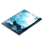 Zwarte Wolf Alone in het bos Notitieboek (Linkerzijde)