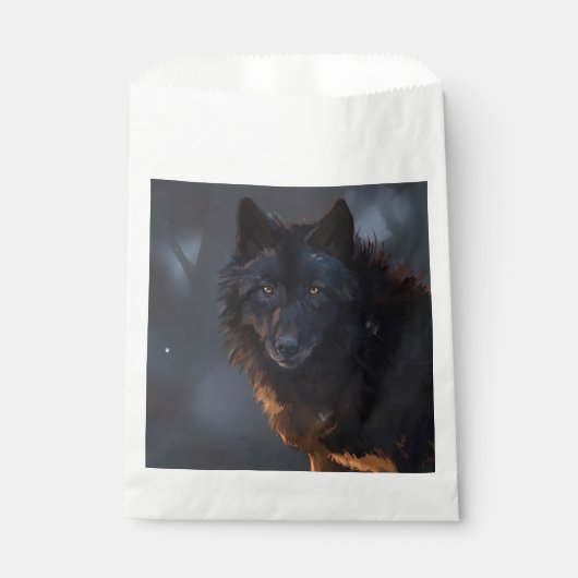 Zwarte wolf bedankzakje (Voorkant)