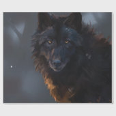 Zwarte wolf cadeaupapier (Vlak)