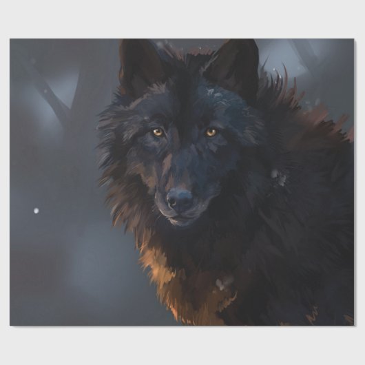 Zwarte wolf cadeaupapier (Vlak)