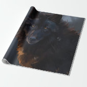 Zwarte wolf cadeaupapier (Uitgerold)