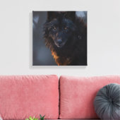 Zwarte wolf canvas afdruk (Insitu (Woonkamer))
