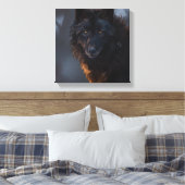Zwarte wolf canvas afdruk (Insitu (Slaapkamer))