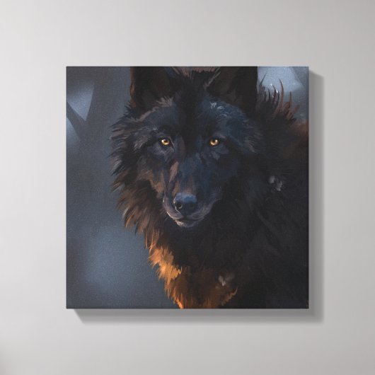 Zwarte wolf canvas afdruk (Voorkant)