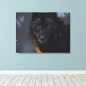 Zwarte wolf canvas afdruk (Insitu (Houten vloer))