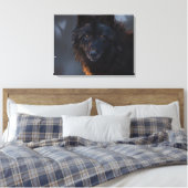 Zwarte wolf canvas afdruk (Insitu (Slaapkamer))