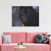 Zwarte wolf canvas afdruk (Insitu (Woonkamer))