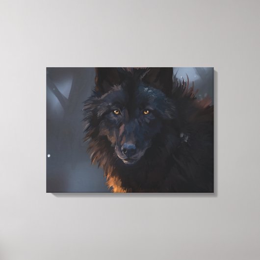 Zwarte wolf canvas afdruk (Voorkant)