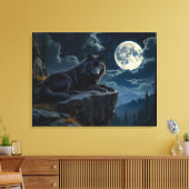 Zwarte Wolf canvas kunst (Insitu (Woonkamer))