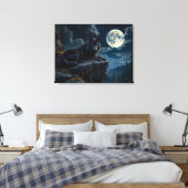 Zwarte Wolf canvas kunst (Insitu (Slaapkamer))