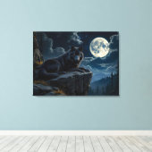 Zwarte Wolf canvas kunst (Insitu (Houten vloer))