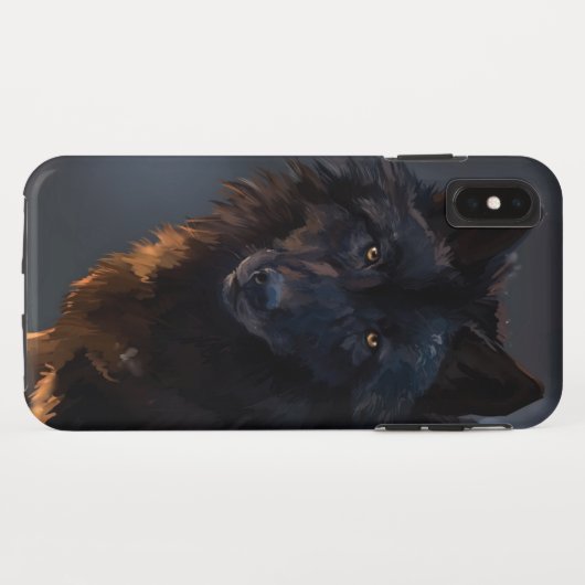 Zwarte wolf Case-Mate iPhone case (Achterkant (horizontaal))