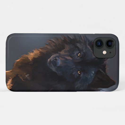 zwarte wolf Case-Mate iPhone case (Achterkant (horizontaal))