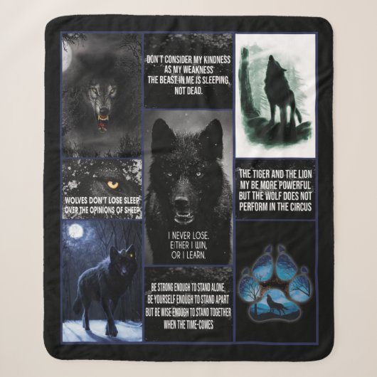 Zwarte Wolf Deken, Dierlijke Liefde Gift Deken (Voorkant)