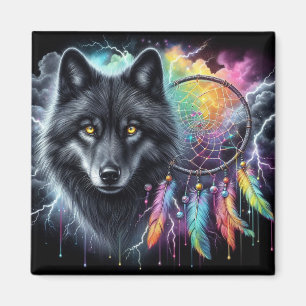 Zwarte Wolf Dreamcatcher Kosmische Storm Wilde Die Magneet