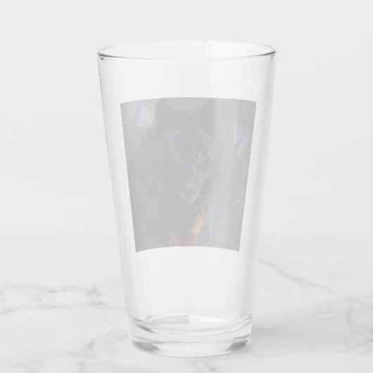 Zwarte wolf glas (Achterkant)