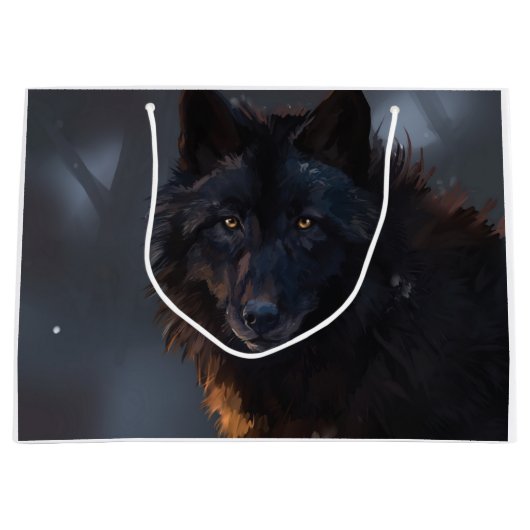 Zwarte wolf groot cadeauzakje (Voorkant)