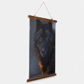 zwarte wolf hangend wandkleed (Gebogen)