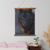 zwarte wolf hangend wandkleed (Slaapkamer)