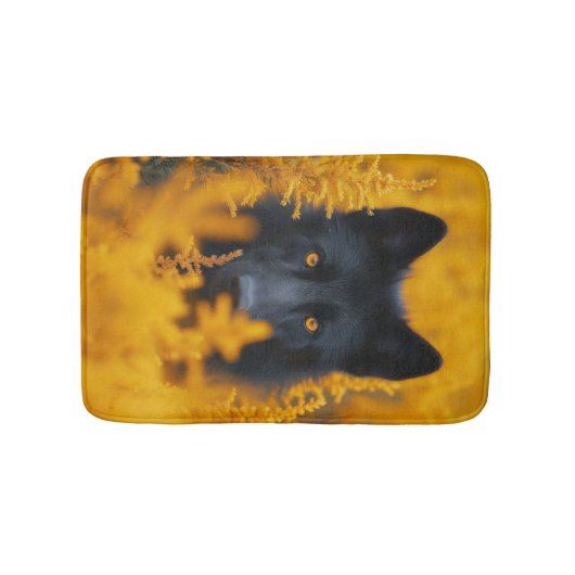 Zwarte Wolf Hond Duitse Herder Badmat (Voorkant)