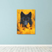 Zwarte Wolf Hond Duitse Herder Canvas Afdruk (Insitu (Houten vloer))