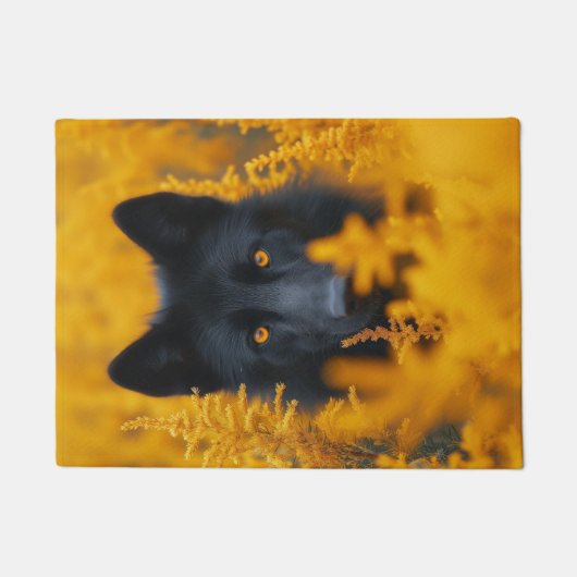 Zwarte Wolf Hond Duitse Herder Deurmat (Voorkant)