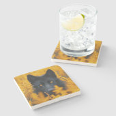 Zwarte Wolf Hond Duitse Herder Stenen Onderzetter (Zijkant)