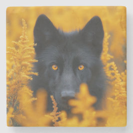 Zwarte Wolf Hond Duitse Herder Stenen Onderzetter