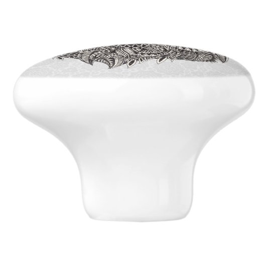 Zwarte Wolf hoofd Abstracte illustratie Keramische Knop (Zijkant)