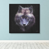 Zwarte Wolf Impressionist Wildlife Art Canvas (Insitu (Houten vloer))