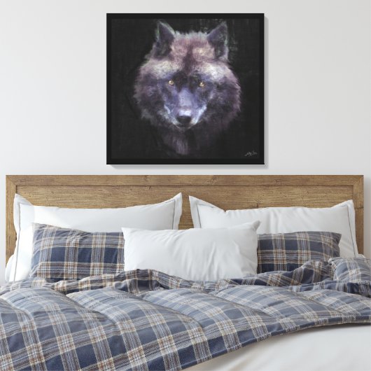 Zwarte Wolf Impressionist Wildlife Art Canvas (Insitu (Slaapkamer))