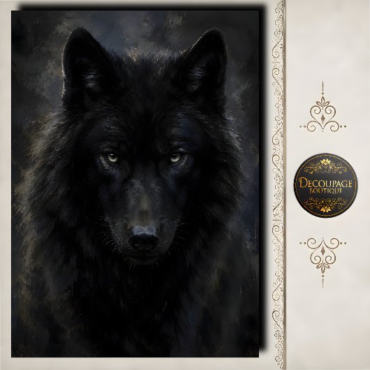 Zwarte Wolf Intensieve Blik Portret Tissuepapier