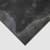 Zwarte Wolf Intensieve Blik Portret Tissuepapier (Detail)
