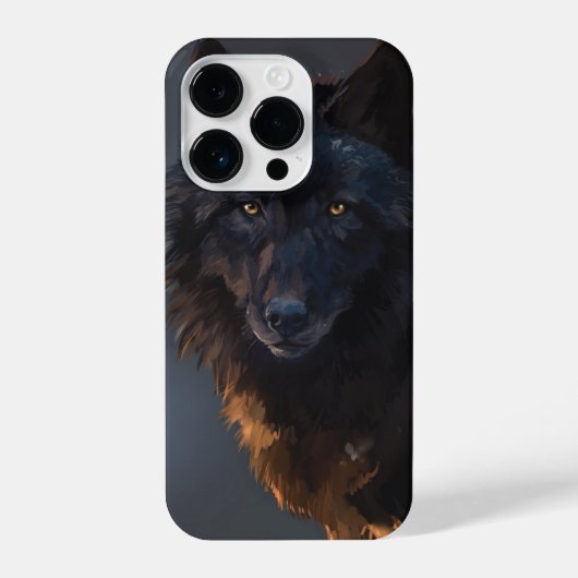 Zwarte wolf iPhone hoesje (Achterkant)