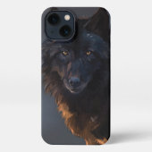 zwarte wolf iPhone hoesje (Achterkant)