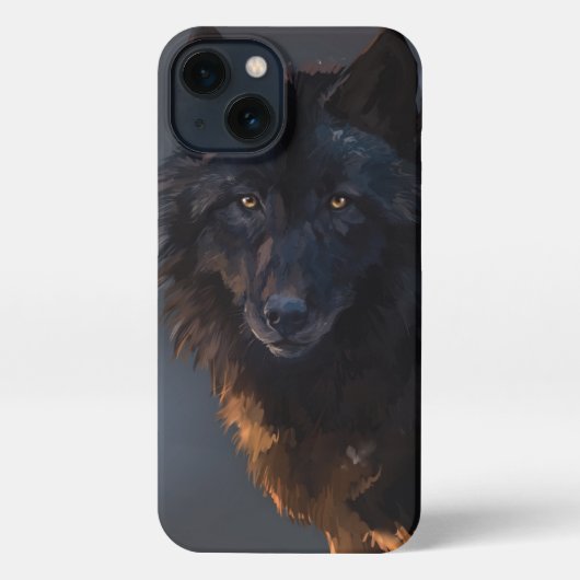 zwarte wolf iPhone hoesje (Achterkant)