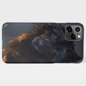 Zwarte wolf iPhone hoesje (Achterkant horizontaal)