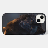 Zwarte wolf iPhone hoesje (Achterkant horizontaal)
