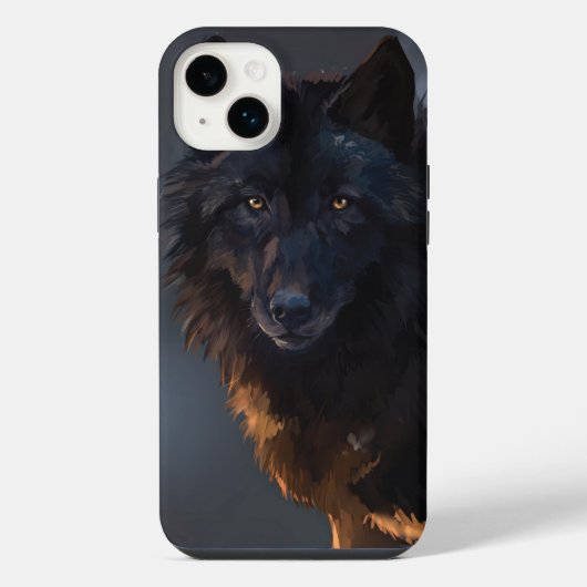Zwarte wolf iPhone hoesje (Achterkant)