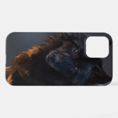 Zwarte wolf iPhone hoesje (Achterkant horizontaal)