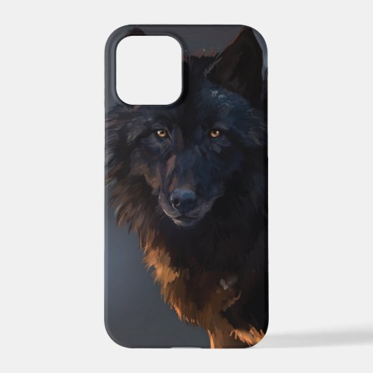 Zwarte wolf iPhone hoesje (Achterkant)